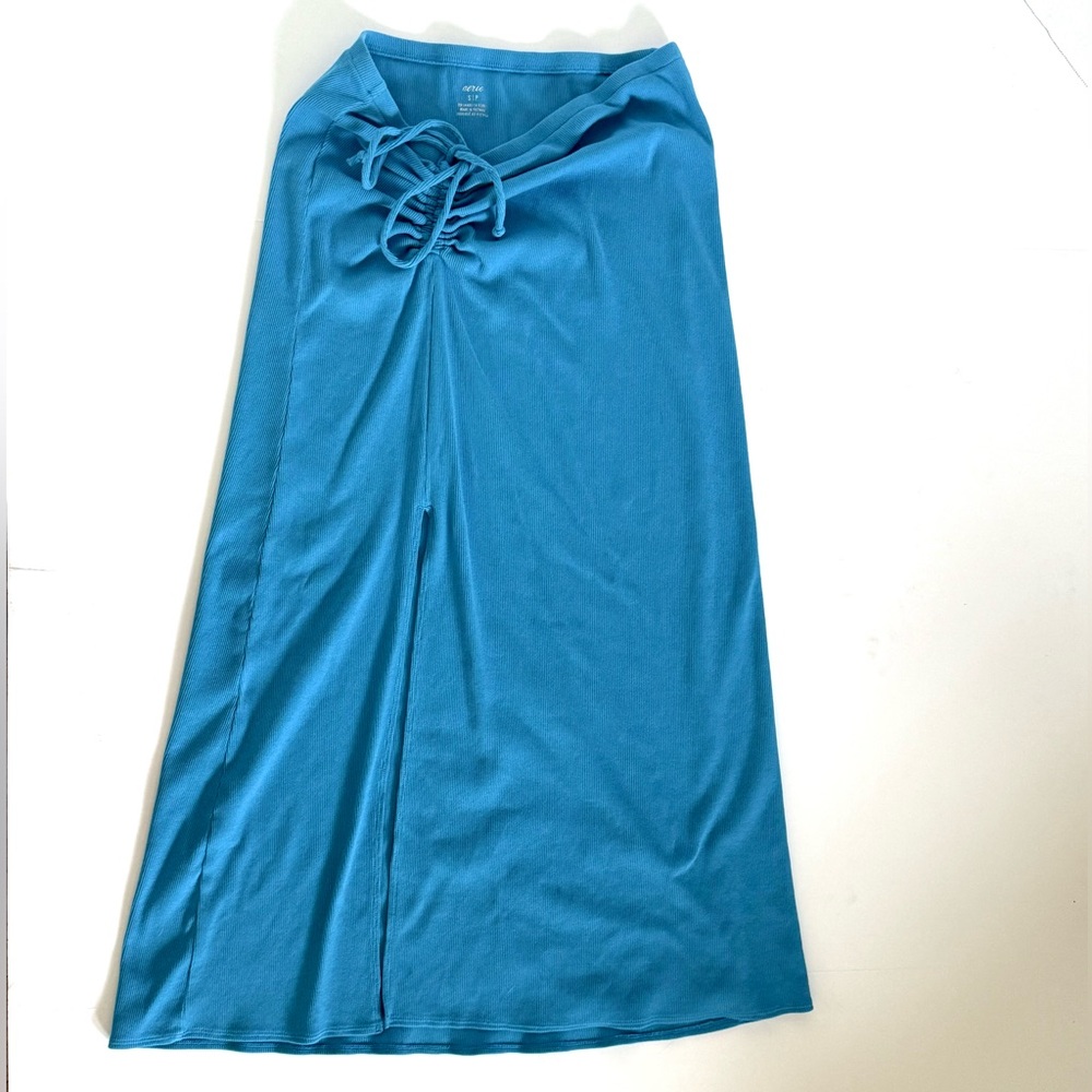 Aerie Blue Ribbed Sarong Cover Up Sz Small